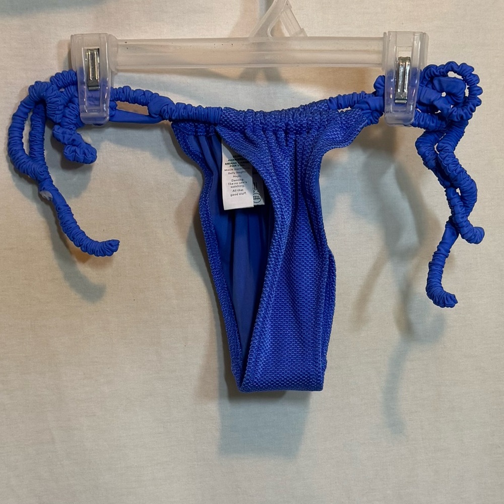 AA-539 Aerie NWT Cheekiest Side Tie Blue Summer Swim Bikini Bottoms Size XS